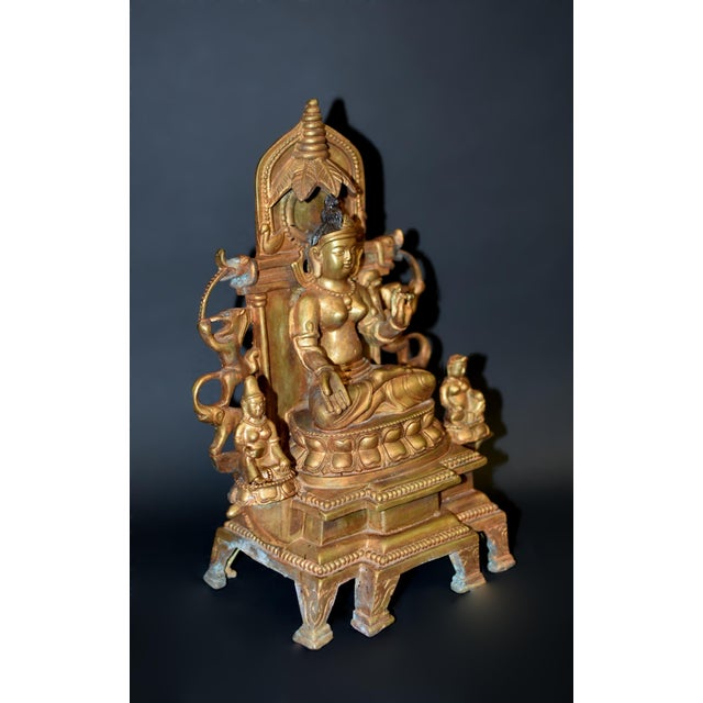Gilt Bronze Tibetan Buddha Under Bodhi Tree For Sale In Los Angeles - Image 6 of 16