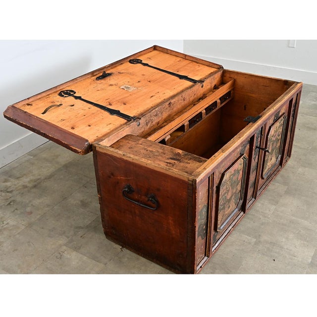 Swedish 18th Century Painted Chest-Trunk For Sale - Image 13 of 17