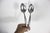 1960s Vintage Venetia Oneida 2 Piece Serving Spoon Set Mid Century Modern Stainless Steel Atomic, Hostess Spoons Black Silver For Sale - Image 5 of 5