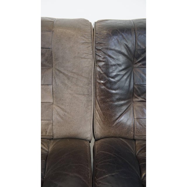 Grey Leather Modular Sofa and Ottoman, 1970s, Set of 3 For Sale - Image 9 of 18