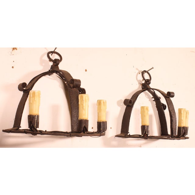 Black Medieval-Style Wrought Iron Wall Sconces, 1920s, Set of 2 For Sale - Image 8 of 11