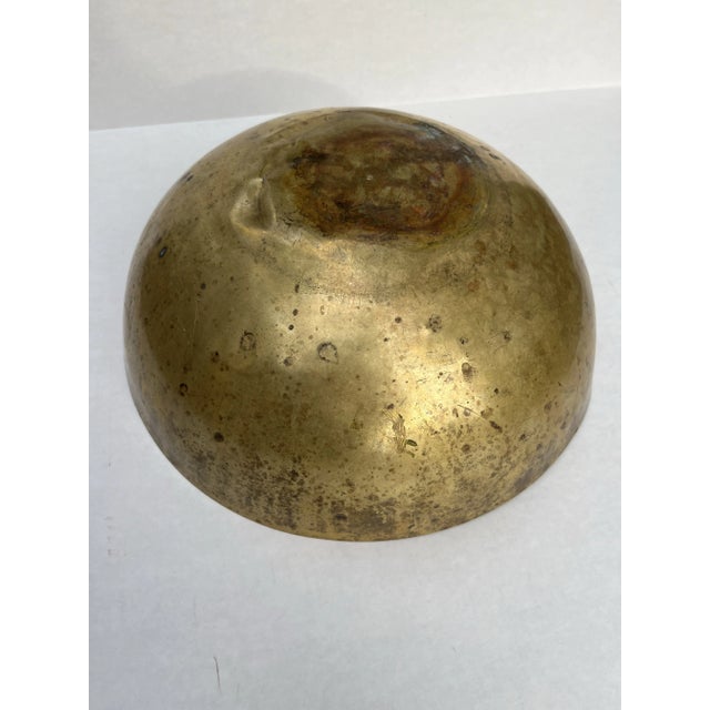 Asian Hammered Brass Greek Key Bowl For Sale - Image 4 of 8