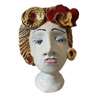 Testine Ceramic Sculpture With Heart by Domenico Pinto For Sale