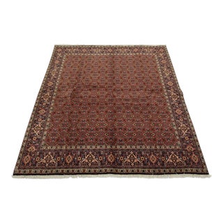 Bidjar Rug 8’2” X 8’5” Red Wool Vintage Traditional Hand-Knotted Carpet For Sale