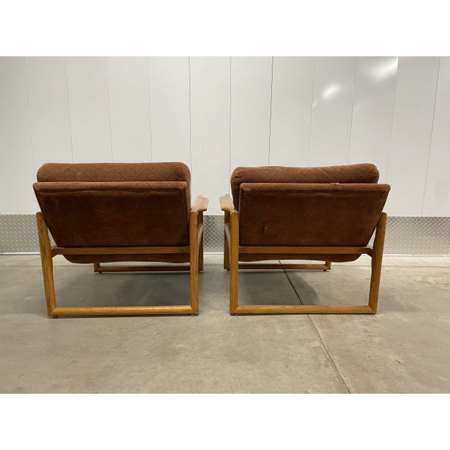 1970s Mid-Century Danish Modern Oak Scoop Lounge Chairs For Sale - Image 5 of 8