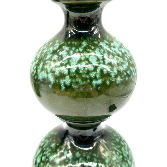 1960s Large Space Age Table Lamp with Monumental 48cm Ceramic Base in Emerald Green from Kaiser Leuchten For Sale - Image 5 of 14