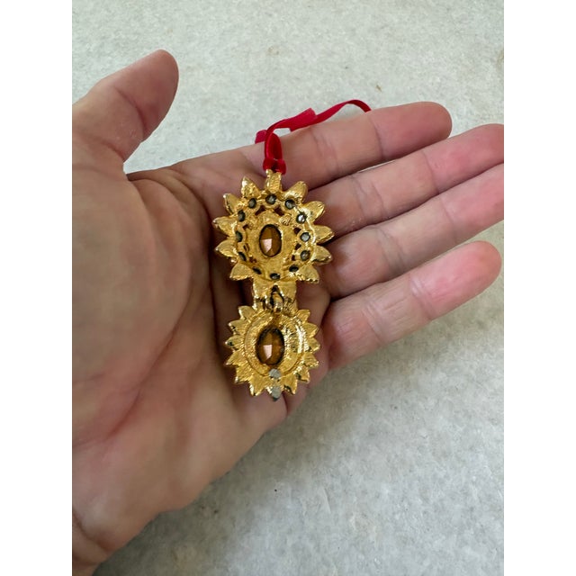 American Matthew Izzo Home Crystal and Gold Tone Holiday Ornament For Sale - Image 3 of 3