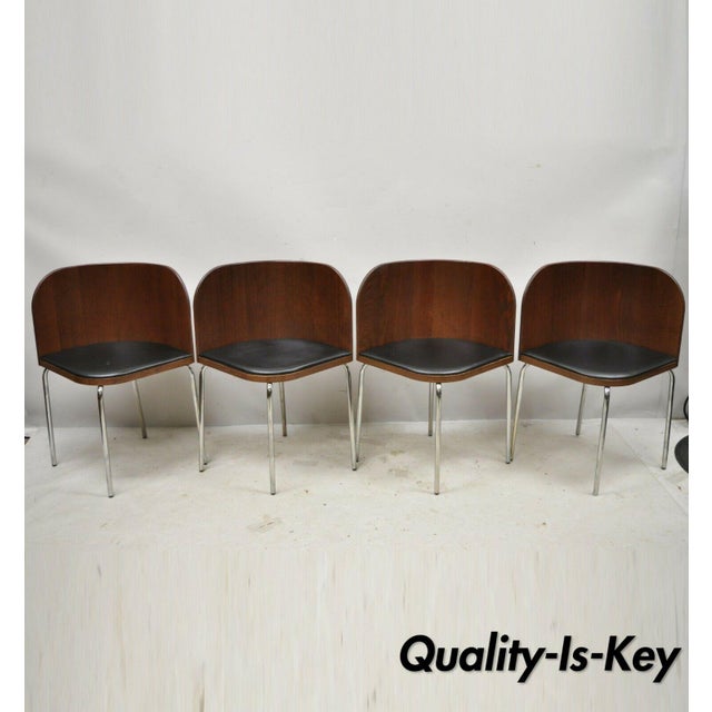 Ikea Fusion Brown Chrome Modern Corner Nesting Table Chairs Set of 4