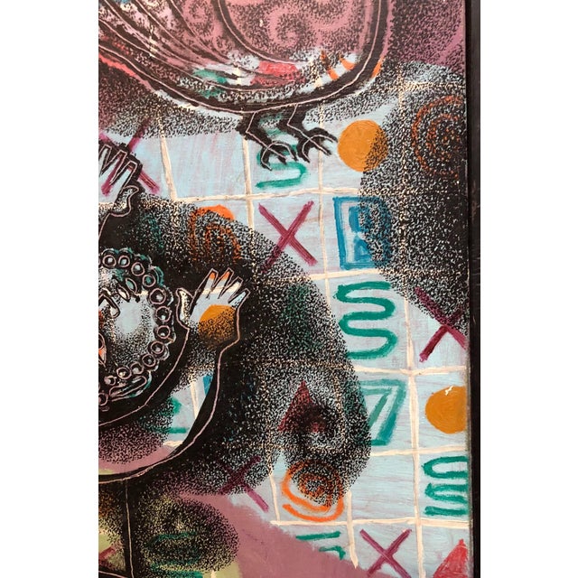 1960s Pinchas ShaarJudaica Polish Israeli Folk Art Biblical Modernist Oil Painting, c.1960 For Sale - Image 5 of 5