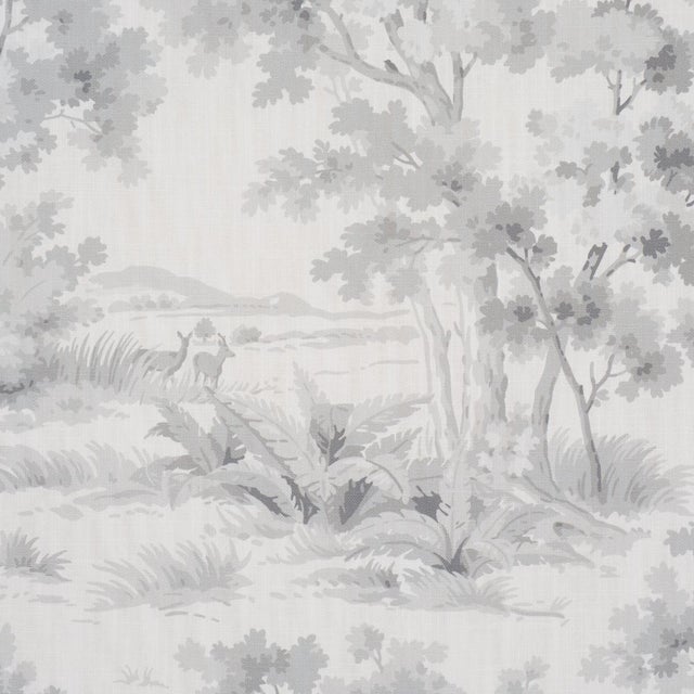 English Boråstapeter Countryside Morning Fabric In Grey For Sale - Image 3 of 5