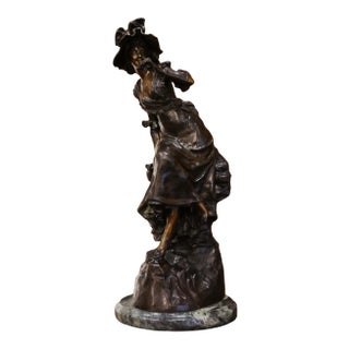 19th Century French Patinated Bronze “La Belle Aux Jumelles” by Louis Hottot For Sale