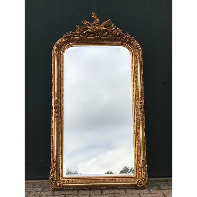 1980s French Louis XVI Gold Wood Full-Length Floor Mirror For Sale - Image 10 of 18