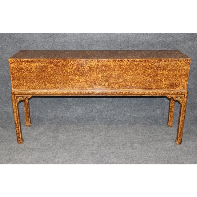 Brown Late 20th Century Faux Tortoise Shell Painted Sofa Console Table Manner of Maison Jansen For Sale - Image 8 of 14