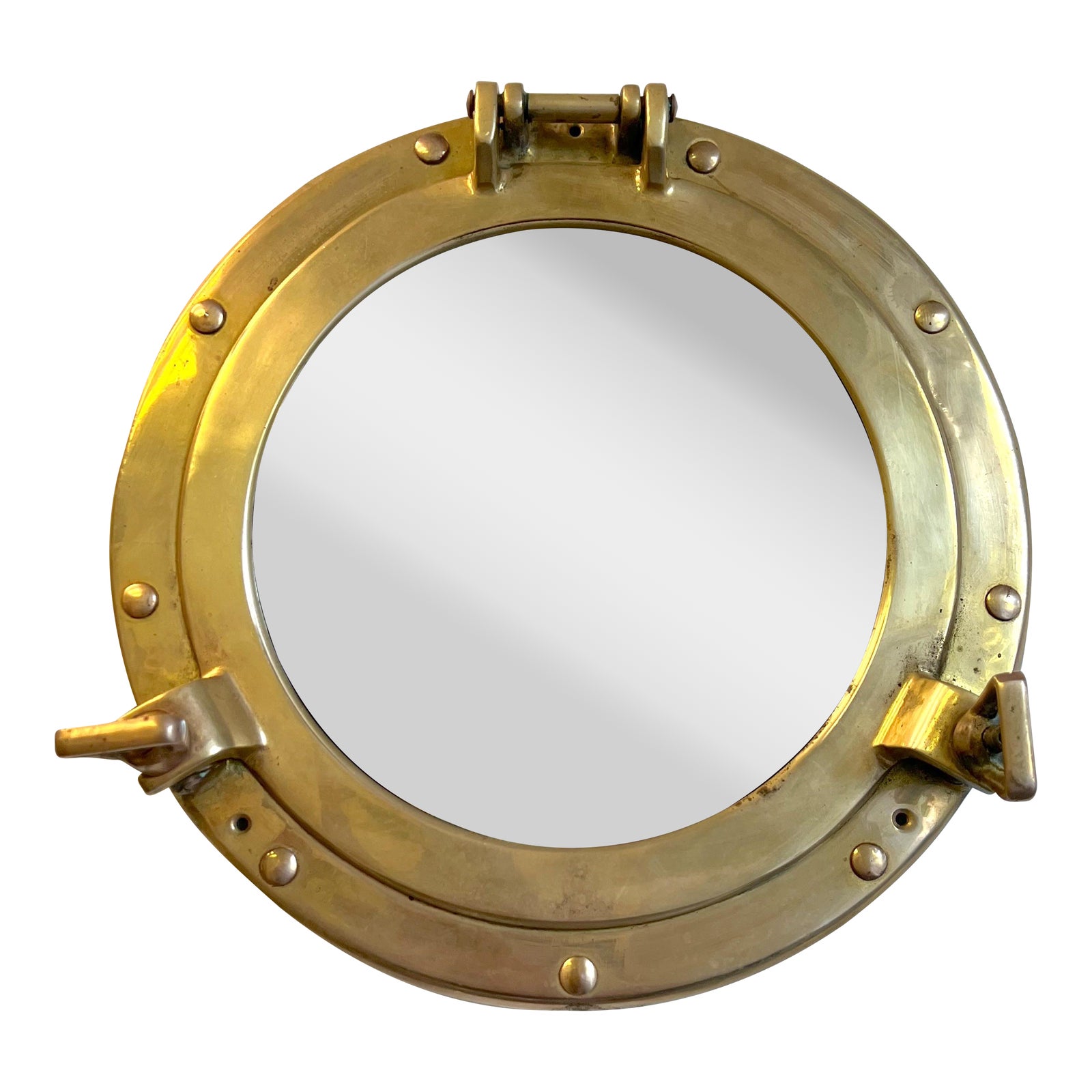 Vintage Brass Porthole Mirror | Chairish