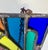 Mid 20th Century Vintage Leaded Stained Glass Window Panel Art Deco Style Geometric Hanging For Sale - Image 5 of 9
