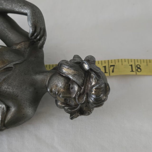 Antique Julian Causse (French, 1869-1914) Pervenche Spelter Sculpture Signed For Sale - Image 13 of 13