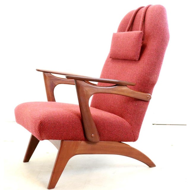 Set of Red Armchair with Footstool For Sale - Image 17 of 18