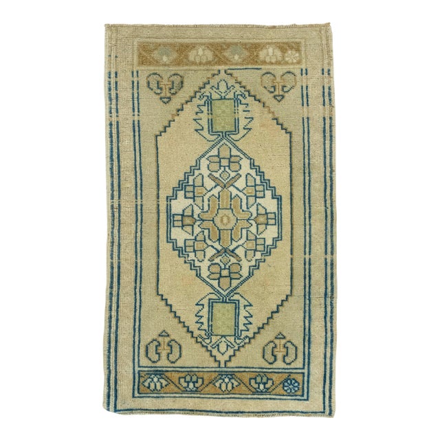 Turkish Mini Rug Oriental Hand Knotted Vintage Rug 1'11" x 3'3" #16686 For Sale