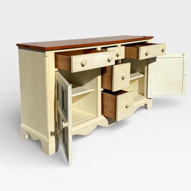 Vintage Painted Wood Sideboard With Paneled Doors For Sale - Image 13 of 18
