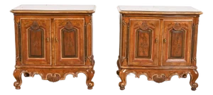 Drexel Heritage French Provincial Louis XV Carved Walnut Nightstands, Pair