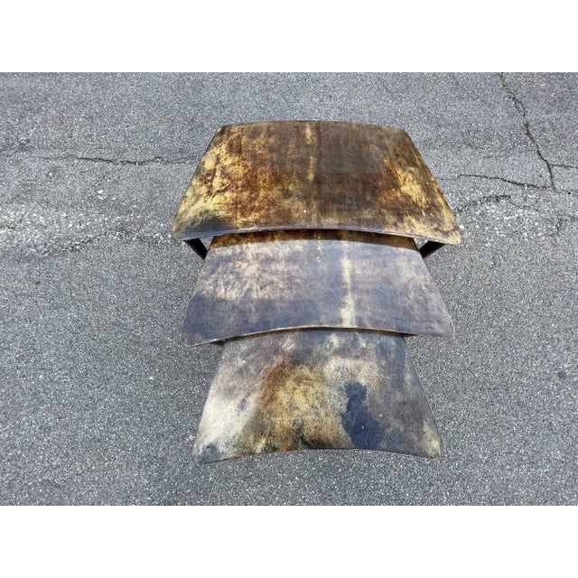 Mid-Century Italian Modern Goatskin Nesting Tables attributed to Aldo Tura, 1967, Set of 3 For Sale - Image 10 of 11