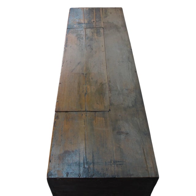 Two Doors 60" Long Red Hand Painted Antique Chinese Sideboard For Sale - Image 11 of 12