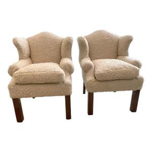 Vintage Petite Traditional Wingback Chairs - a Pair