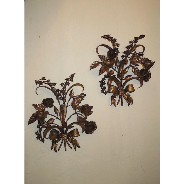 Gilt Tole Double Wall Candleholders by Hans Kögl, 1960s, Set of 2 For Sale - Image 11 of 11