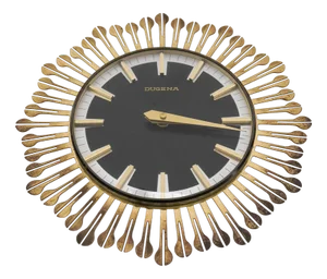 Mid-Century Modern Brass Sunburst Wall Clock from Dugena, Germany, 1950s