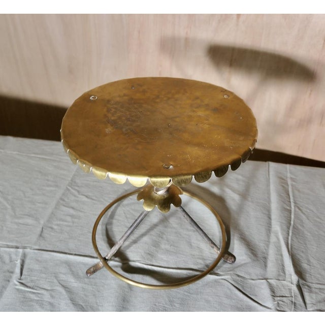 Brass and Iron Trivet Side Table For Sale - Image 3 of 7
