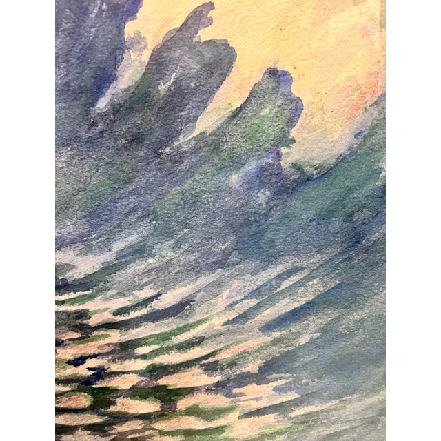 1962 Vintage Watercolor Signed Ocean Wave Framed Painting For Sale - Image 4 of 8