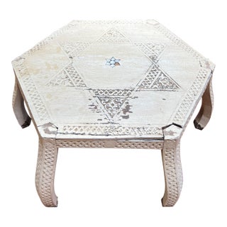 Antique Syrian White Washed Tabletop Stand Table For Sale