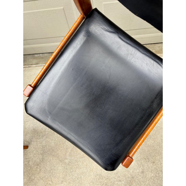 Auburn Dux Yngve Ekström Remus Teak Leather Dining Side Captains Chairs Danish Lot 6 For Sale - Image 8 of 16