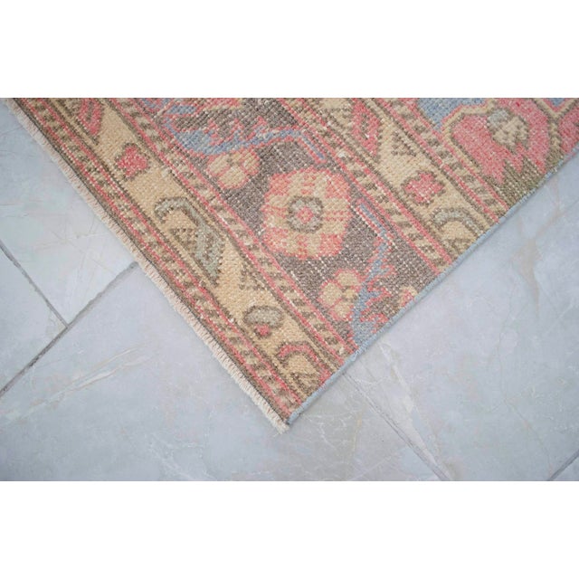 1960s Traditional Turkish Runner Rug Hand Knotted Distressed Low Pile Pink Hallway Decor For Sale - Image 11 of 13