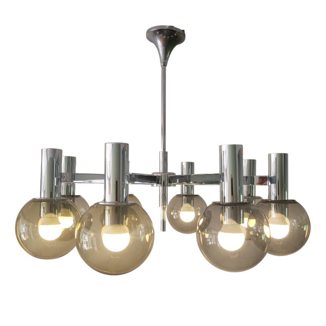 Large Chrome Chandelier by Kaiser Leuchten, 1970s For Sale