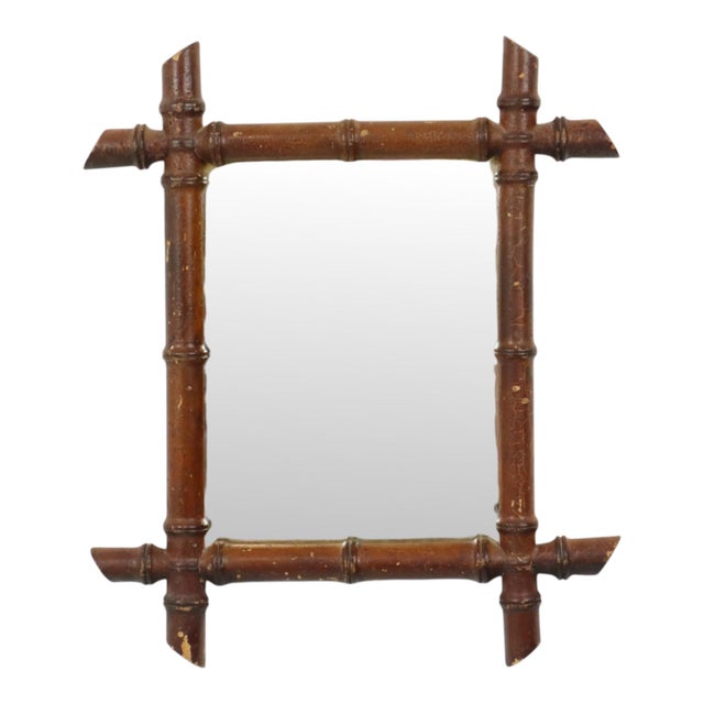 French Wooden Faux Bamboo Mirror For Sale - Image 15 of 15