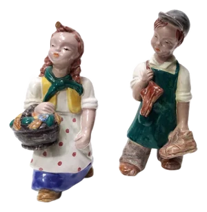 Art Deco Glazed Ceramic Figures by Maria Rahmer, 1930s, Set of 2