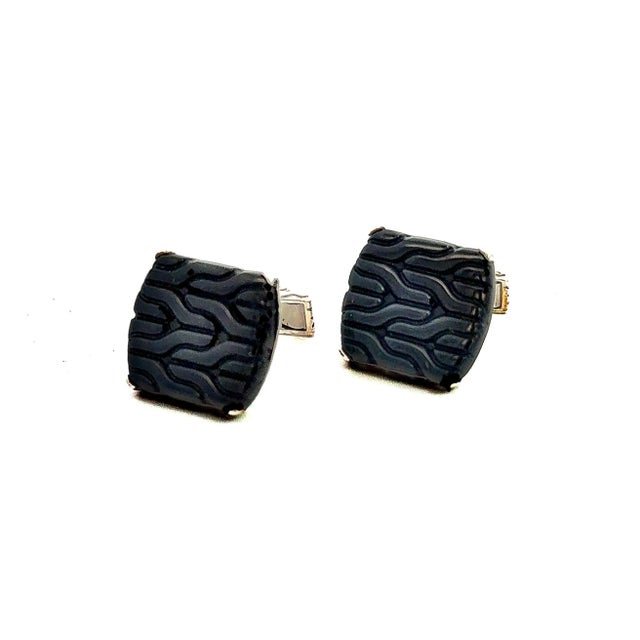 John Hardy Carved Onyx Cufflinks Sterling Silver Estate For Sale - Image 11 of 12