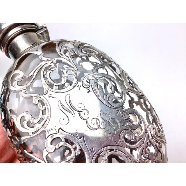 Silver Antique Art Nouveau Silver Overlay Flask For Sale - Image 8 of 8