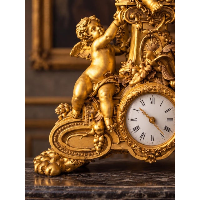 19c French Maker Louis XVI Gold Bronze Mantel Clock For Sale - Image 13 of 16