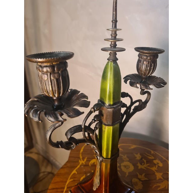 Antique Austrian Art Nouveau Bronze Candlesticks, 1900s, Set of 2 For Sale - Image 9 of 11