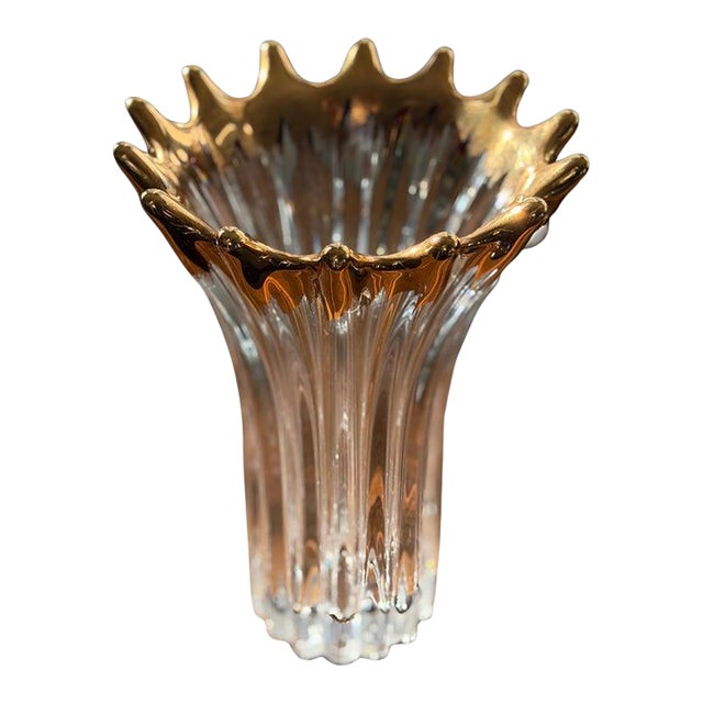 Mid-Century Crown-Rim Crystal Vase, Europe, 1960s–70s For Sale