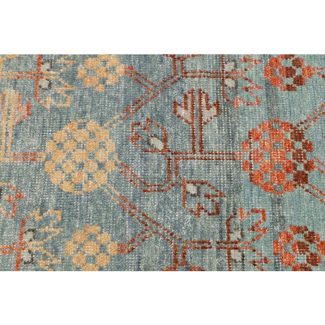 Modern Khotan Style Wool Rug Terracotta, Sage Green & Soft Blue Transitional For Sale In New York - Image 6 of 12