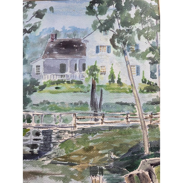 1945 Mid-Century Modern Regionalist Landscape Watercolor by Floyd F. Hackman For Sale - Image 4 of 18