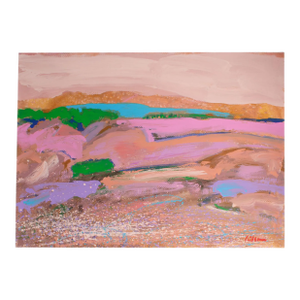 1980s Abstract Acrylic on Paper Landscape Painting by Harry Hilson
