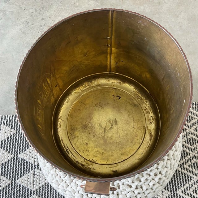 1970s Large Etched Brass Chinoiserie Cachepot/Planter For Sale - Image 9 of 9