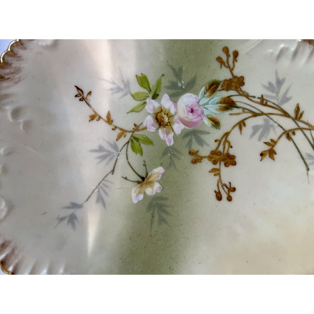 1900s Limoges Hand Painted Floral Porcelain Plates - a Pair For Sale - Image 9 of 18
