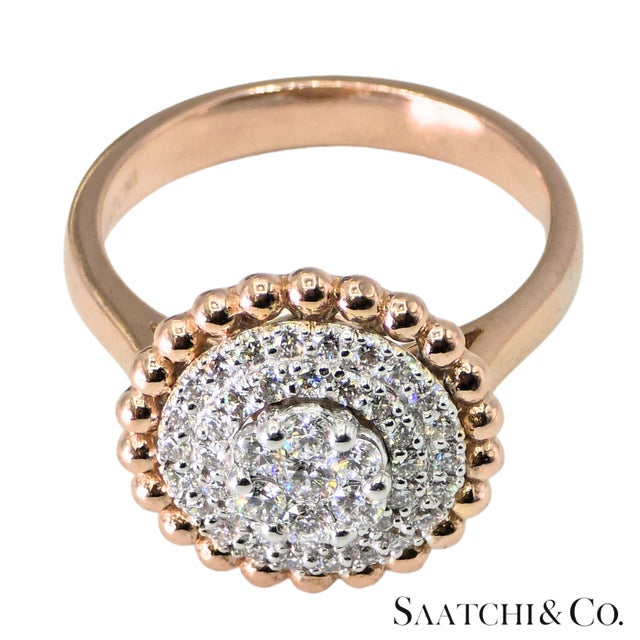 Natural Diamond Ring 18k White Rose Gold (750) Two Tone, Size 7 For Sale - Image 4 of 9