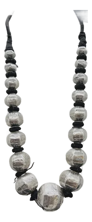 Antique Indian Sterling Silver Wrapped Wax Bead Necklace. Indian Tribal Jewelry