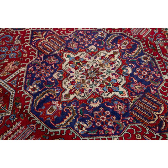 Red Vintage 1960s Heriz Persian Wool Rug With Allover Motif For Sale In New York - Image 6 of 7